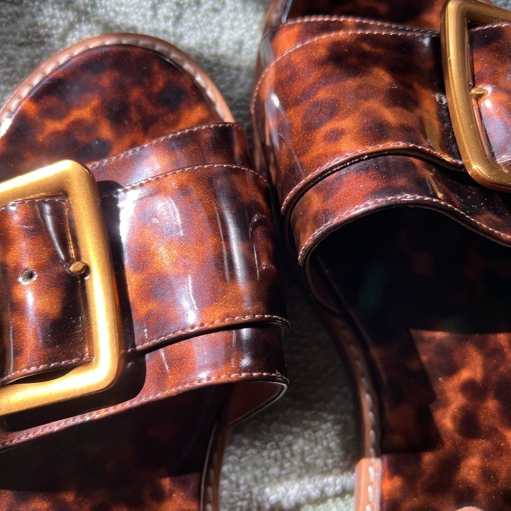 Jeffrey Campbell Free People Tortoise Brown Sandals with Gold Buckle - Picture 10 of 10